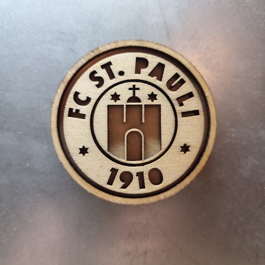 St. Pauli wooden magnet with 3D effect