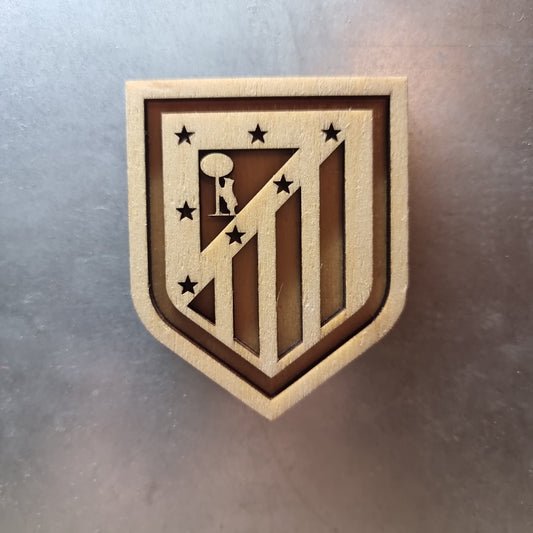 Atlético de Madrid wooden magnet with 3D effect