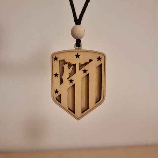 At. Madrid pendant in wood with 3D effect