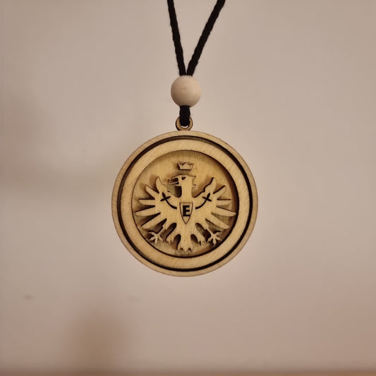 Eintracht Frankfurt pendant in wood with 3D effect