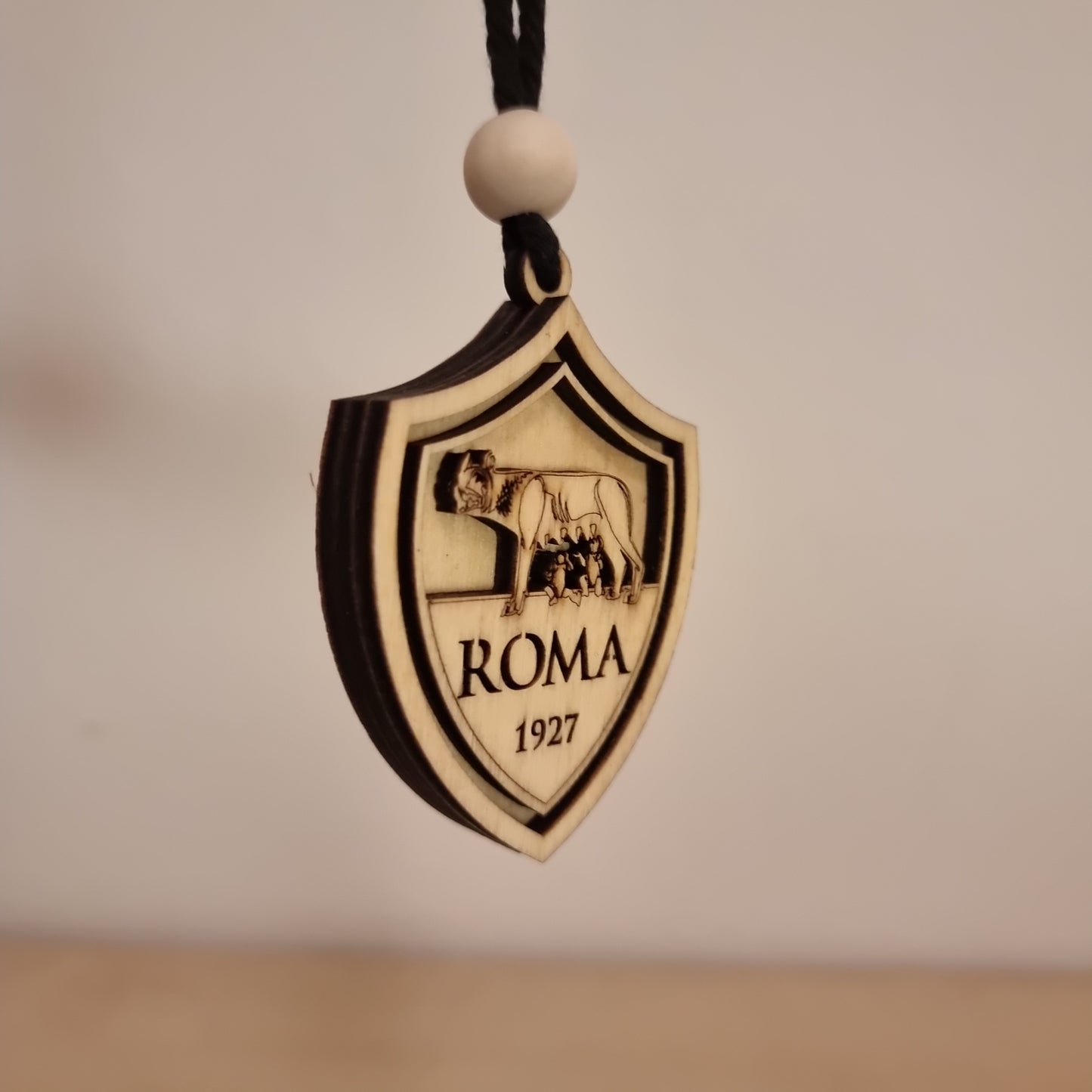 AS Roma pendant in wood with 3D effect