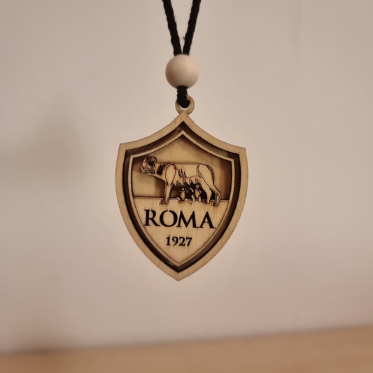 AS Roma pendant in wood with 3D effect