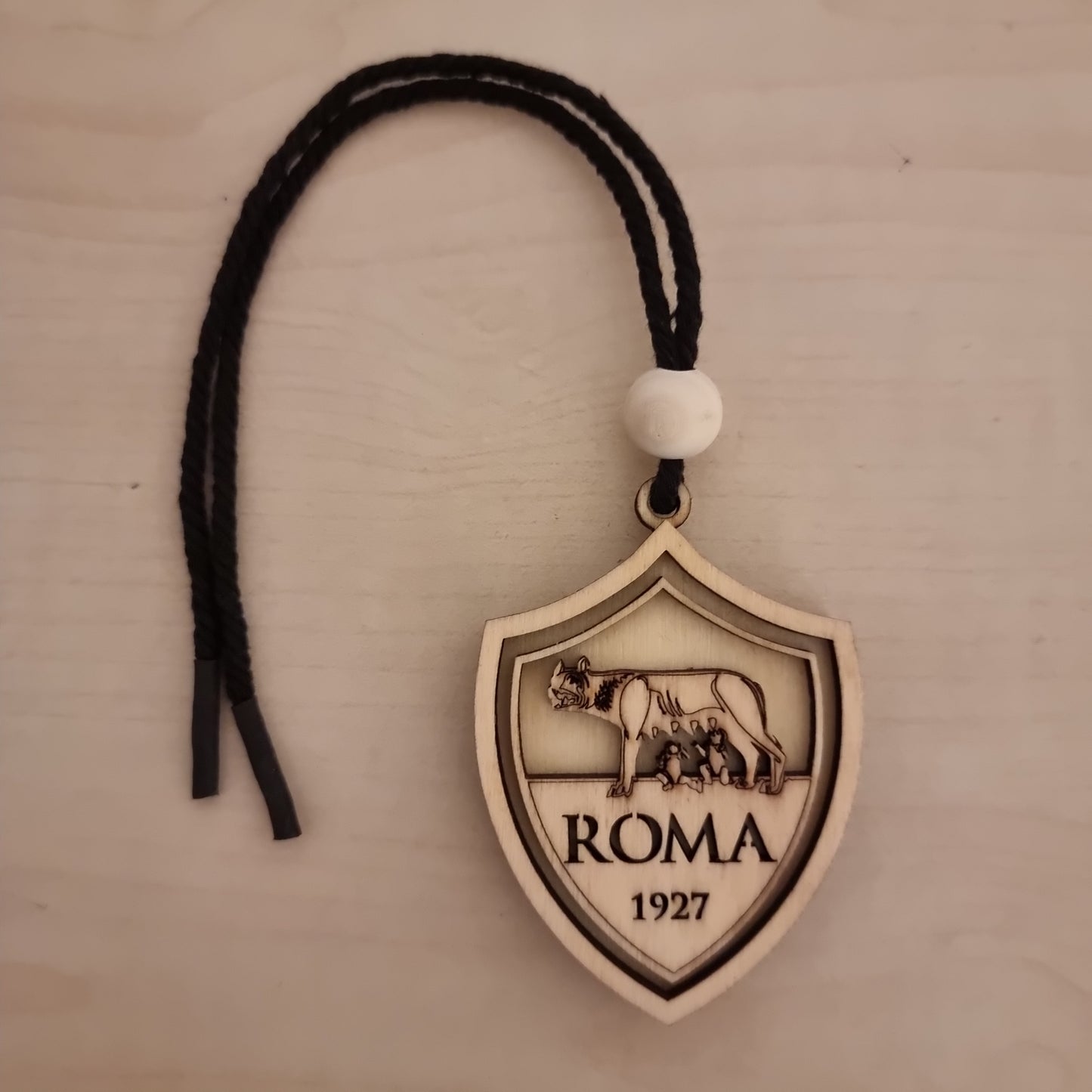 AS Roma pendant in wood with 3D effect