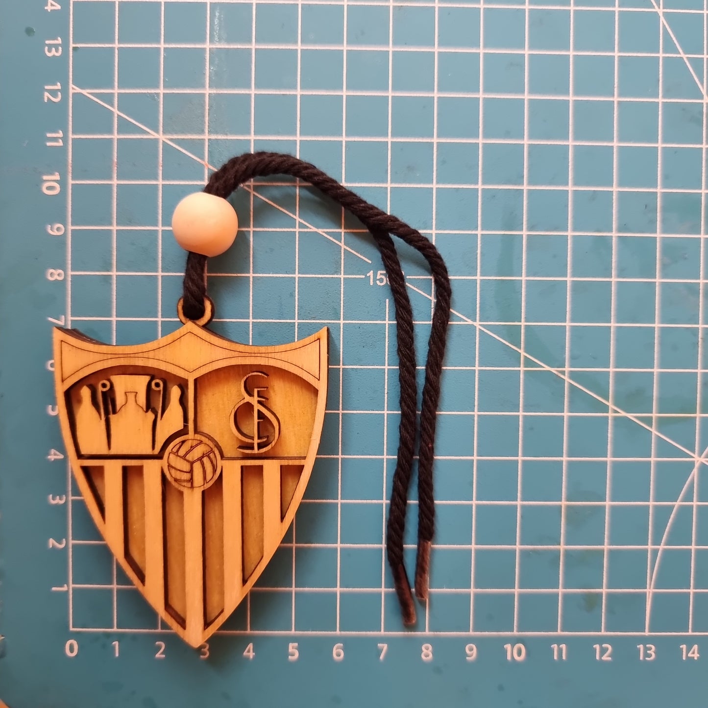 Sevilla FC wooden pendant with 3D effect